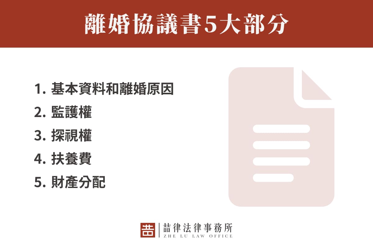 離婚協議書5大部分